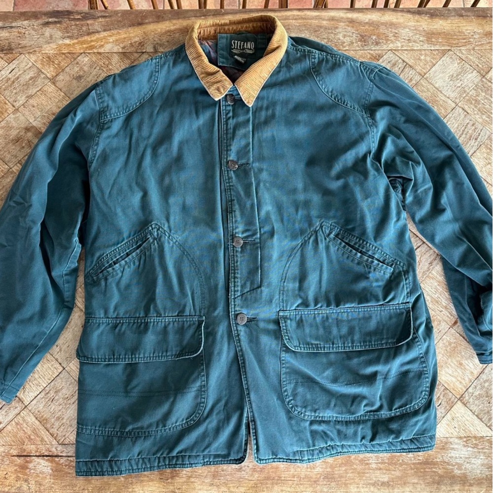 Blue and Tan Military Field Jacket with Classic Styling